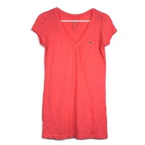 Women's Lacoste Pink V-Neck T-Shirt